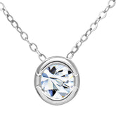 0.25ct Round Diamond Bezel Set Solitaire Pendant in 9ct White Gold